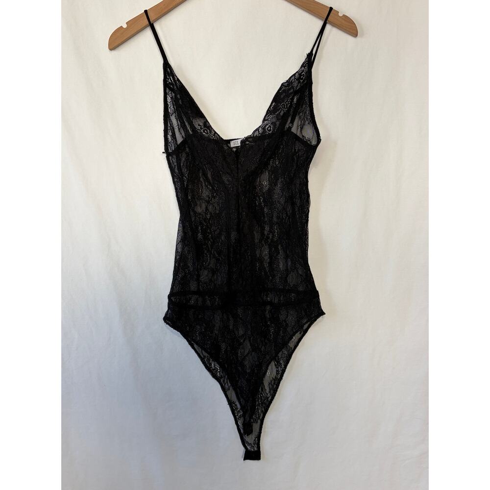Zara Sheer Black Lace Bodysuit Cami Sleeveless One-piece Whimsigoth Size S - M